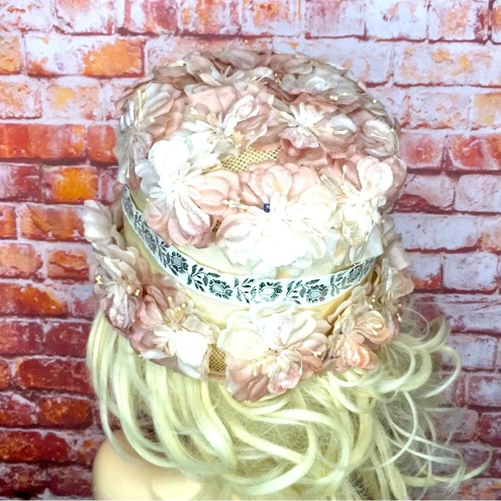 Vintage MCM Floral Pink Bucket  Hat